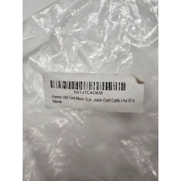 Permo 100 Feet Black Telephone Extension Cord Cable Line Wire - Picture 2 of 3